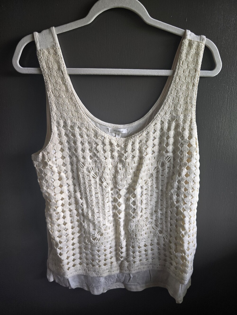 Crochet Knit Tank Top - Cream